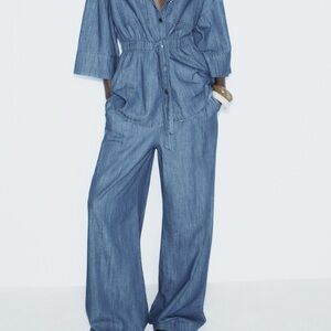 Flowy Wide Leg Denim Pants